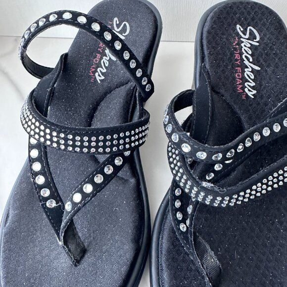 Sketchers Memory Foam Platform Flip-flops with Rhinestones Size 6 - Picture 2 of 5